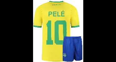 Brazilie Voetbaltenue Thuis Pele - Voetbal Tenue Kinderen - Shirt en Broekje - Jongens en Meisjes - Volwassenen - Heren en Dames - Maat S