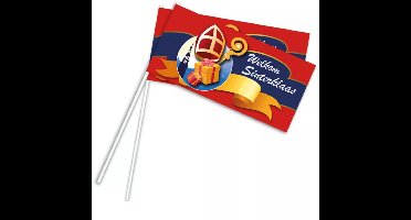 Sinterklaas zwaaivlaggetjes - 200x stuks - plastic - handvlaggetjes - Intocht
