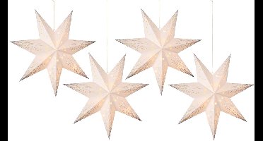 Lumineo Verlichte kerstster - 4x - wit - 40 cm - op batterijen - 10 led lampjes - warm wit