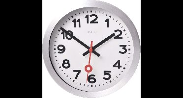 NeXtime Station – Wandklok/Tafelklok – 19 cm – Geborsteld Aluminium – Wit