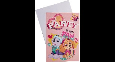 Uitnodigingen Paw Patrol roze - 5 stuks