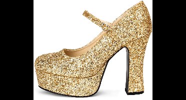 Plateau schoenen glitter-goud