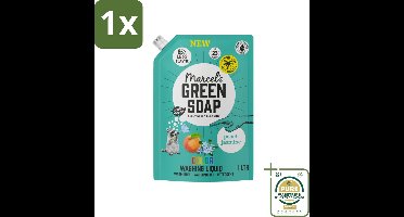 1 x Marcel's Green Soap - Vloeibaar Wasmiddel - Kleur - Navulling - Perzik & Jasmijn - Effectief & natuurlijk - 23 Wasbeurten - 1 liter- Wasmiddel - Geur - Kleur - Duurzaam - Natuurlijk