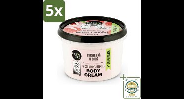5 x Organic Shop - Nourishing Body Cream Lychee - Hydraterend en Voedend - 250 ml - Grootverpakking - Lychee Body Cream - Hydraterende Bodycrème - Voedende Bodycrème - Natuurlijke Bodycrème - Huidverzorging