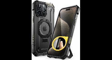 SUPCASE Hoesje Geschikt voor Apple iPhone 16 Pro | Unicorn Beetle Grip | Compatibel met MagSafe / Qi2 | Magnetische Back Cover | Militaire Standaard | Kickstand | Zwart