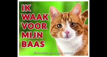 Katten Waakbord - Ik waak voor mijn baas Rood