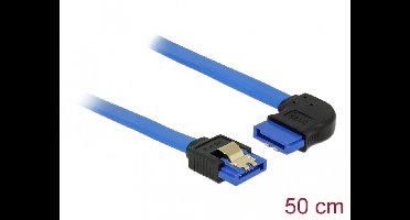 Delock Cable SATA 6 Gb/s receptacle straight > SATA receptacle right angled 50 cm blue with gold clips