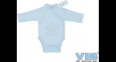 VIB® - Rompertje (overslag) Luxe Katoen - A STAR is Born (Blauw) - Babykleertjes - romper - rompertjes - rompertjes met tekst - baby cadeau - baby aankondiging - overslagromper
