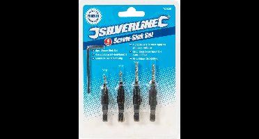 Silverline Verzinkboor set - 4 delig - Ø 6 t/m 12 mm - HSS - Zwart oxide afwerking