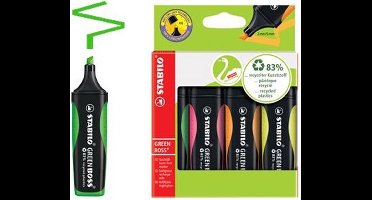 STABILO GREEN BOSS - Markeerstift - Pastel - Etui Met 4 Verschillende Kleuren