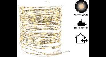 Lumineo Micro Led Stringlights Verlichting Zilverdraad 9M 180 Leds Buiten Warm Wit