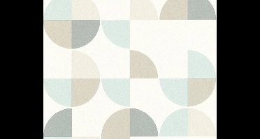 MODERNE CIRKELS BEHANG - Beige Blauw Grijs - AS Creation Spot 4