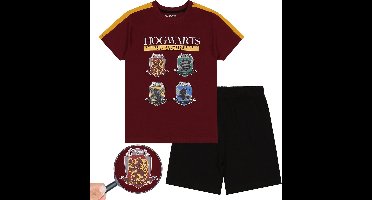 Harry Potter - Jongenspyjama met korte broek, bordeauxrode en zwarte zomerpyjama