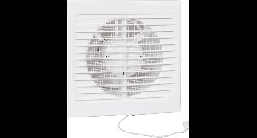 Starx Badkamerventilator Inbouw met Timer - 150 x 150 mm - ABS Kunststof - Aansluitmaat 100 mm - Tijdrelais 1-20 Minuten - Minimale Opbouwdiepte 12 mm - Met Anti-insectengaas - Wit