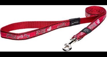 ROGZ Classic Fancy Dress Hondenlijn / Hondenriem (HL02-CC) - Nylon - Red Rogz Bone - XL - Breedte 25 mm - Lengte 120 cm