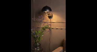 Leitmotiv Wandlamp Bonnet - Metaal Mat Zwart - Ø20x18cm - Binnen Modern