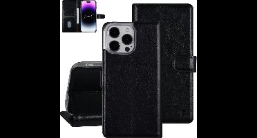 UNIQ Accessory Premium zwarte Book Case Telefoonhoesje voor Apple iPhone 14 Pro Max - Pu leer met bescherming.