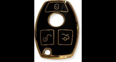Sleutelcover voor Mercedes Benz, Sleutelhoesje, Key Case for Mercedes Benz, Autosleutel Hoesje Geschikt Voor Mercedes Benz ( 2009 - 2017 ) A, B, C, E, S Class, GLA, GLK, Vito, GLC, W211, W212, W203, W204, Zwart - Goud
