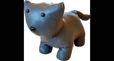 Deurstopper - Kat, Poes, Kunstleder - Afm. 23,5 x 14 x 30 cm - 1200 Gram - Grijs