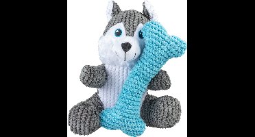 Duvoplus - Speelgoed Voor Dieren - Hond - Pluche Duo Husky + Been M - 27,5x27,4x16,5cm Meerkleurig - 1st