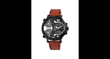 Raptor Limited Herenhorloge echt leer Maxx, zilverkleurig, datumweergave