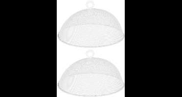 Cepewa Vliegenkap / voedselkap - 2x - wit - D30 x H12 cm - metaal - voedsel afdekken
