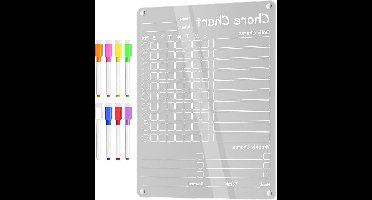 Checklistbord Acryl - Takenplanner Uitwisbaar - Huishouden Organiseren - Magnetisch Antislipontwerp - 40x30cm - Wit