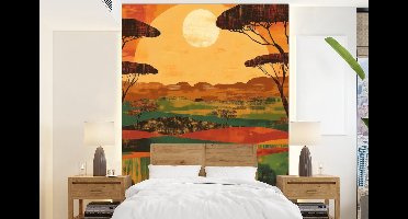 Behang - Fotobehang Landschap - Afrikaans - Zon - Breedte 190 cm x hoogte 260 cm