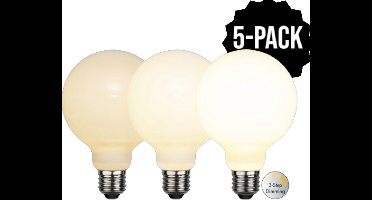 5-Pack | 3 standen - G95 Globelamp - E27 - 7.5W - Extra Warm Wit - 2700K - Opaal