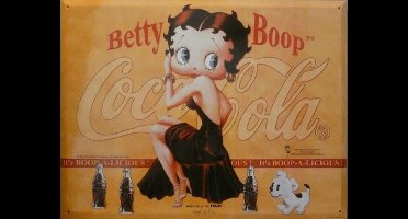 Betty Boop - Coca Cola - Wandbordje - Metal card - 15 x 20 cm