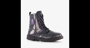 Wednesday meisjes veterboots met glitters zwart - Maat 33