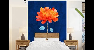 Behang - Fotobehang Bloem - Oranje - Bladeren - Breedte 160 cm x hoogte 220 cm