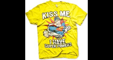 Superman Kiss Me I Have Super Powe -T-shirt geelrs