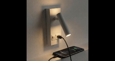 LED Wandlamp - Bedlamp met USB+C poort en schakelaar | Wit | 2W | 140 lumen | Niet dimbaar | 3000K - Warm wit (830)