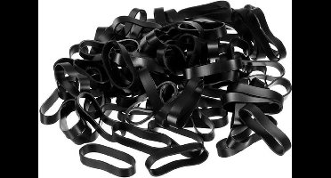 KARZO - Siliconen Rubber Bands Kabelbinders 50 Stuks Zwart 1 1/4 Inch Plat 5/16 Inch Breed