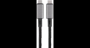 Q-Link USB-C naar USB-C Datakabel - Snelladen tot 100W - Snelle Dataoverdracht tot 20 Gbps - Totale Lengte van 1 Meter - Gewicht van 20 Gram - Kleur Zwart - Geschikt voor USB-C Apparaten