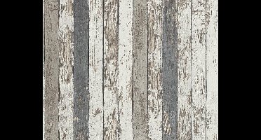 SLOOPHOUT BEHANG - Bruin Grijs Wit - Industrieel - AS Creation Best of Wood'n Stone