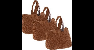 ITEM Deurstopper Rib - 3x - met kwast - bruin - polyester - 15 x 8 x 14 cm - 1 kg