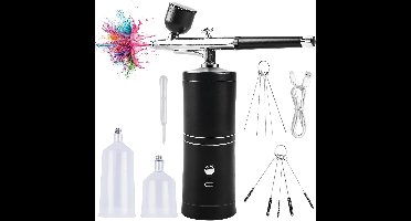 Ynkkvre - Airbrush set - draagbare airbrush met compressor - USB oplaadbaar - geschikt voor nail art, make-up, taartdecoratie en modelbouw
