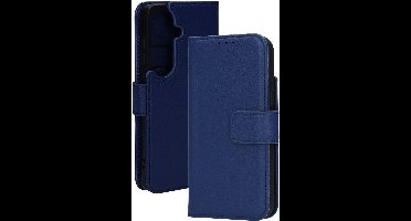 Mobiparts MagSafe Portemonnee/Boekhoesje geschikt voor Samsung Galaxy S26 - Echt Leer - Magnetische Sluiting - Ruimte voor drie pasjes - Microvezel voering - Blauw