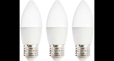 Kobi LED Lamp Kaarsvorm E27 7W - 600lm - 3000K - 230V - Voor Slaapkamer, Eettafel of Gangverlichting - 3 stuks