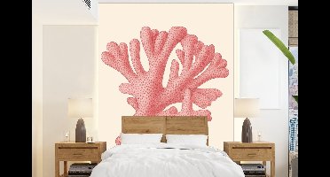 Behang - Fotobehang Koraal - Stipjes - Roze - Breedte 160 cm x hoogte 220 cm