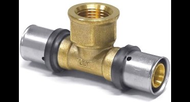 Persfitting T-stuk 16 x 2 - 1/2" IG - 16 x 2