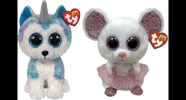 Ty - Knuffel - Beanie Buddy - Helena Husky & Nina Mouse