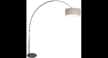 Vloerlamp - grijs zwart - Curve - kunststof linnen metaal - booglamp - E27 - 4268ZW - Anne Lighting