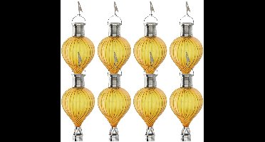 Cepewa LED ballonhanger - 8x - geel - H17 cm - luchtballon - tuinverlichting/buitenlamp