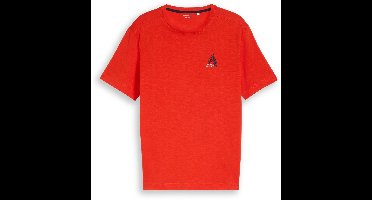 Tom Tailor - T-shirt met borduursel - Maat XXXL - orange red