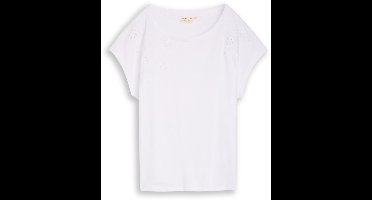 Tom Tailor - T-shirt met opengewerkte borduursels - Maat L - White