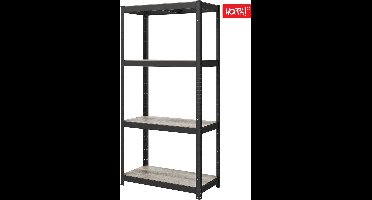 Hoppa! - Magazijnstelling - Opbergrek - 80 x 41 x 161 cm (B x D x H) - Grijs/Zwart