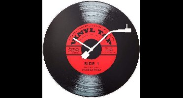NeXtime Vinyl Tap – Stille Wandklok – 43 cm – Glas – Zwart